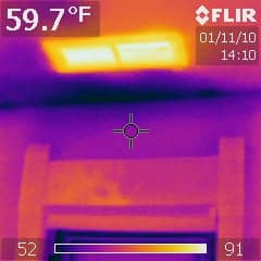 Cold air entering above window thermal image