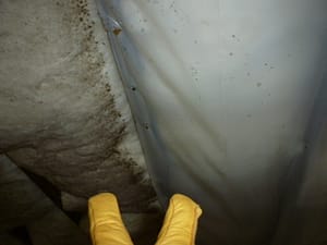 mold growth on insulation due to an improperly installed vapor barrier